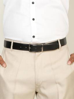 Teakwood - Men Solid Black & Brown Fine Leather Finish Belt
