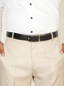 Teakwood - Men Textured Black & Brown Pebble Grain Finish Belt