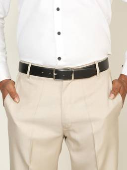 Teakwood - Men Solid Black & Brown Natural Grain Finish Belt