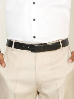 Teakwood - Men Textured Black & Brown Crosshatch Finish Belt
