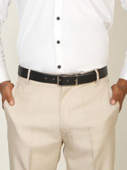 Teakwood - Men Textured Black & Brown Crosshatch Finish Belt