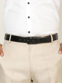 Teakwood - Men Solid Black & Brown Fine Leather Finish Belt