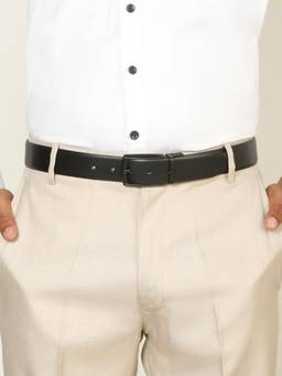 Teakwood - Men Solid Black & Brown Natural Grain Finish Belt