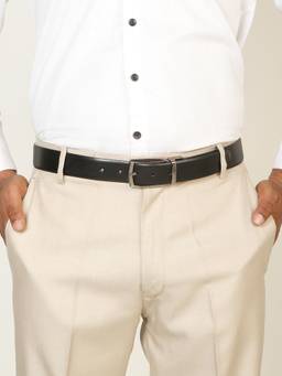Teakwood - Men Solid Black & Brown Natural Grain Finish Belt