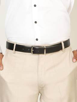 Teakwood - Men Solid Black & Brown Natural Grain Finish Belt