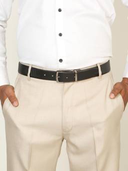 Teakwood - Men Textured Black & Brown Crosshatch Finish Belt