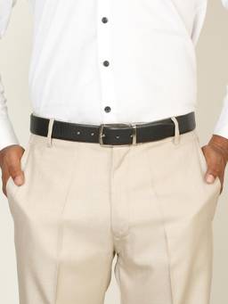 Teakwood - Men Textured Black & Brown Crosshatch Finish Belt