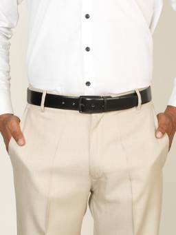 Teakwood - Men Solid Black & Brown Fine Leather Finish Belt