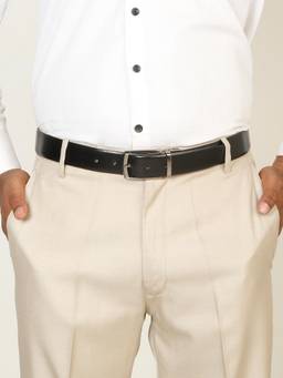 Teakwood - Men Solid Black & Brown Fine Leather Finish Belt