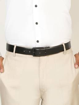 Teakwood - Men Textured Black & Brown Pebble Grain Finish Belt