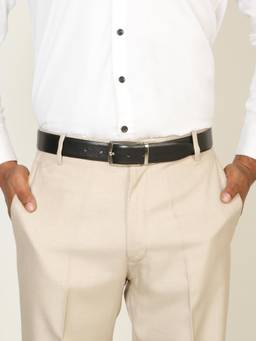 Teakwood - Men Textured Black & Brown Pebble Grain Finish Belt