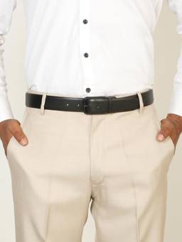 Teakwood - Men Solid Black & Brown Natural Grain Finish Belt