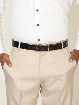 Teakwood - Men Solid Black & Brown Fine Leather Finish Belt