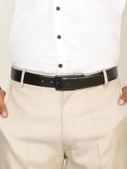 Teakwood - Men Textured Black & Brown Pebble Grain Finish Belt