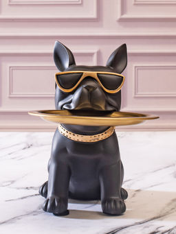 Smokey Cocktail - Tiny Dog Organizer Sculpture, Black