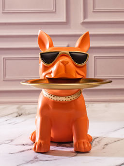 Smokey Cocktail - Tiny Dog Organizer Sculpture, Orange