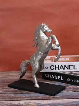 Smokey Cocktail - Rearing Horse Sculpture, Silver