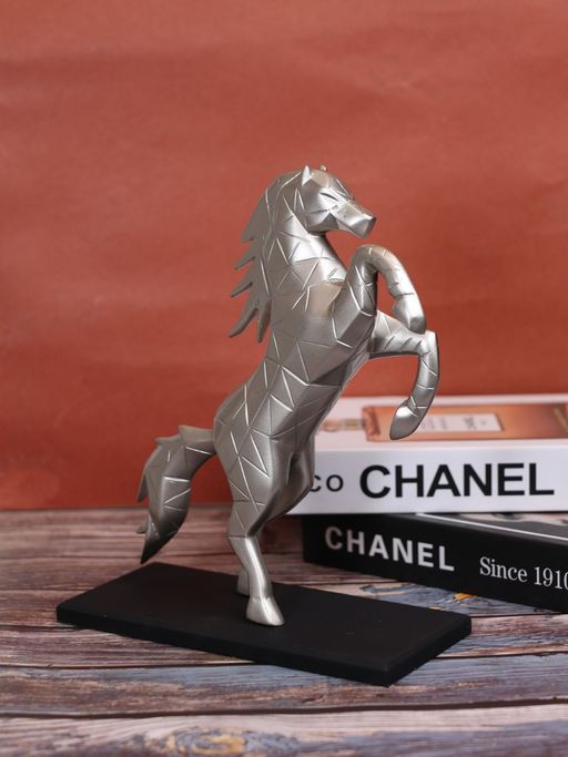 Smokey Cocktail Rearing Horse Sculpture, Silver