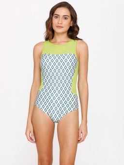 Zivame - Coucou Slip-on Bodysuit - Lime Punch Multi-Color