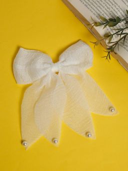 Stol'N - White Bow Pearl Details Hair Clip