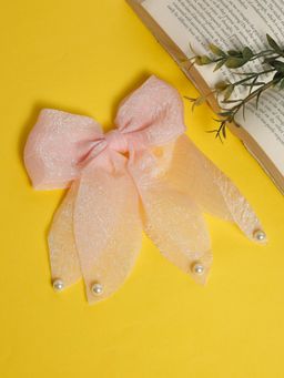 Stol'N - Peach Bow Pearl Details Hair Clip
