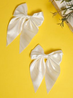 Stol'N - White Bow Detailed Hair Clips (Pack of 2)