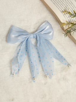 Stol'N - Blue Bow Details Polka Doted Hair Clip