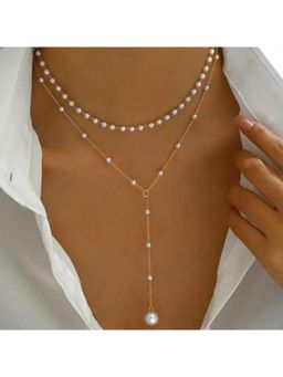 Stol'N - White Pearl Heart Layered Necklace