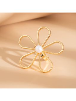 Stol'N - Gold Alloy Pearl Flower Adjustable Ring