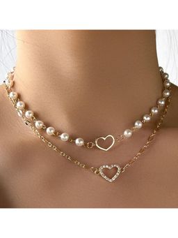 Stol'N - Pearl Beaded Diamond Heart Necklace (Pack of 2)