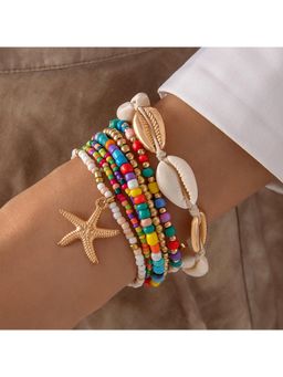 Stol'N - Colorful Rice Beads Starfish Shell Bracelet (Pack of 7)