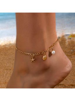 Stol'N - Starfish Shell Pearl Chain Anklet