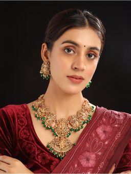 STILEADDA - Traditional Green Vishnu Dash Avatar Jewellery Set