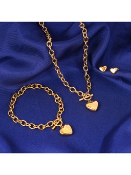 NAITRA - Gold Buckle Up Heart Jewellery Set
