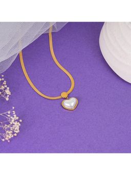 NAITRA - White Pearl Love Heart Pendant Necklace