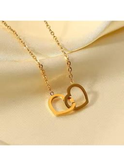 NAITRA - Gold Interlock Double Heart Necklace