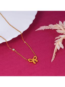 NAITRA - Golden Grace Bow-Knot Pendant Necklace