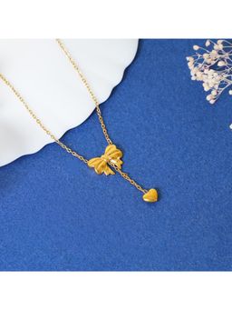 NAITRA - Gold Sweetheart Bow Necklace