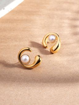 Palmonas - Celestial Curl Pearl Stud Earrings