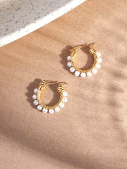 Palmonas - White Pearl Hoop Earrings