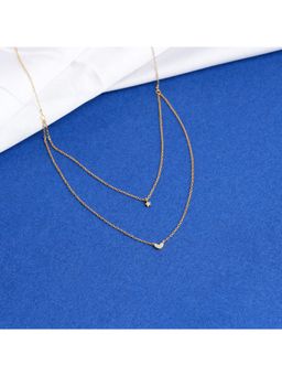 NAITRA - 925 Sterling Silver Dainty Double Layered Star Heart Necklace