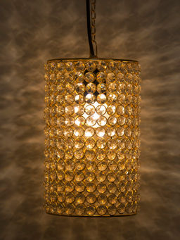 Homesake - Crystal Hanging Gold Barrel Pendant Light