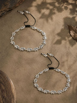 VIRAASI - Silver Plated Elephant Design Charm Anklets Pair