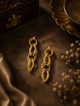 VIRAASI - Glossy Gold Plated Chain Design Drop Earrings for Women
