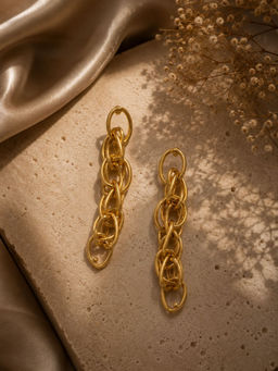 VIRAASI - Glossy Gold Plated Chain Design Drop Earrings for Women and Girls