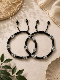 VIRAASI - Silver-Toned Elephant Design Beads Adjustable Anklet