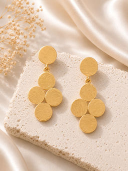 VIRAASI - Glossy Gold Toned Contemporary Designer Drop Earrings