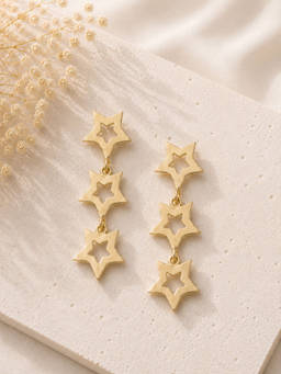 VIRAASI - Glossy Gold-Toned Star Drop Earrings
