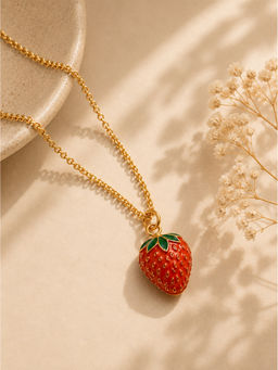 VIRAASI - Gold-Plated Strawberry Pendant with Chain Necklace