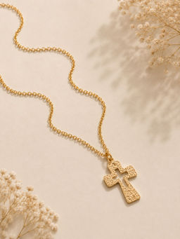 VIRAASI - Unisex Gold-Plated Jesus Cross Pendant with Chain Necklace